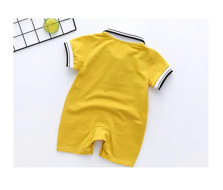 

1st birthday boy clothes baby bodysuits short sleeve turn neck baby romper girl solid unisex baby clothes