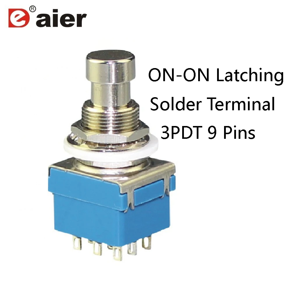 

3PCS ON ON Latching Push Button Switch M12X0.75 3A 250VAC 6A 125VAC T85 3PDT Foot Switches Guitar Effect Stomp Pedal 9 Pins
