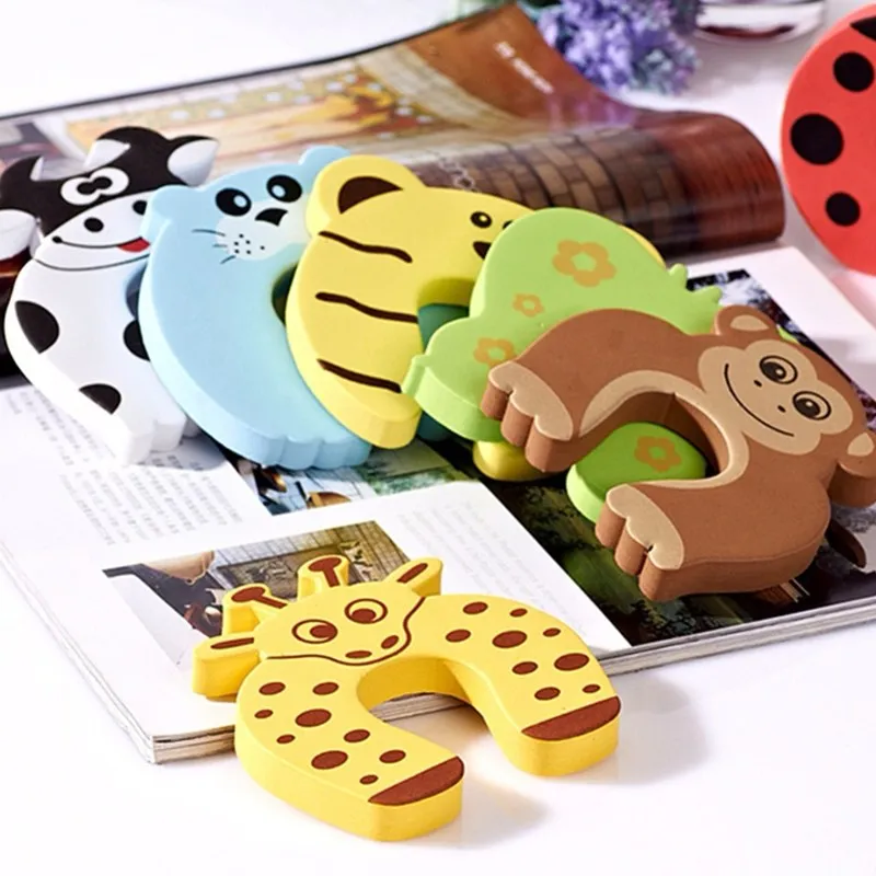 Topes de puerta de seguridad para ni&ntilde;os y beb&eacute;s, protecci&oacute;n para los dedos, prevenci&oacute;n de ruido, antipellizco, Color aleatorio-3