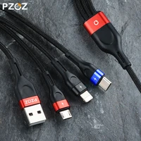 pzoz 3 in 1 usb cable micro usb c fast charging adapter microusb type c charger type c cable for iphone 7 11 samsung xiaomi cord