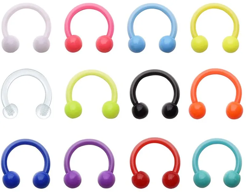 12 шт. 16 г Подкова прозрачное кольцо для носа губ бровей фиксатор ложная