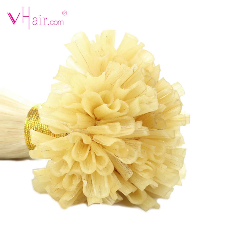 VHair Remy осветлённые волосы на кератиновых пластинах Бонд Пряди человеческих волос