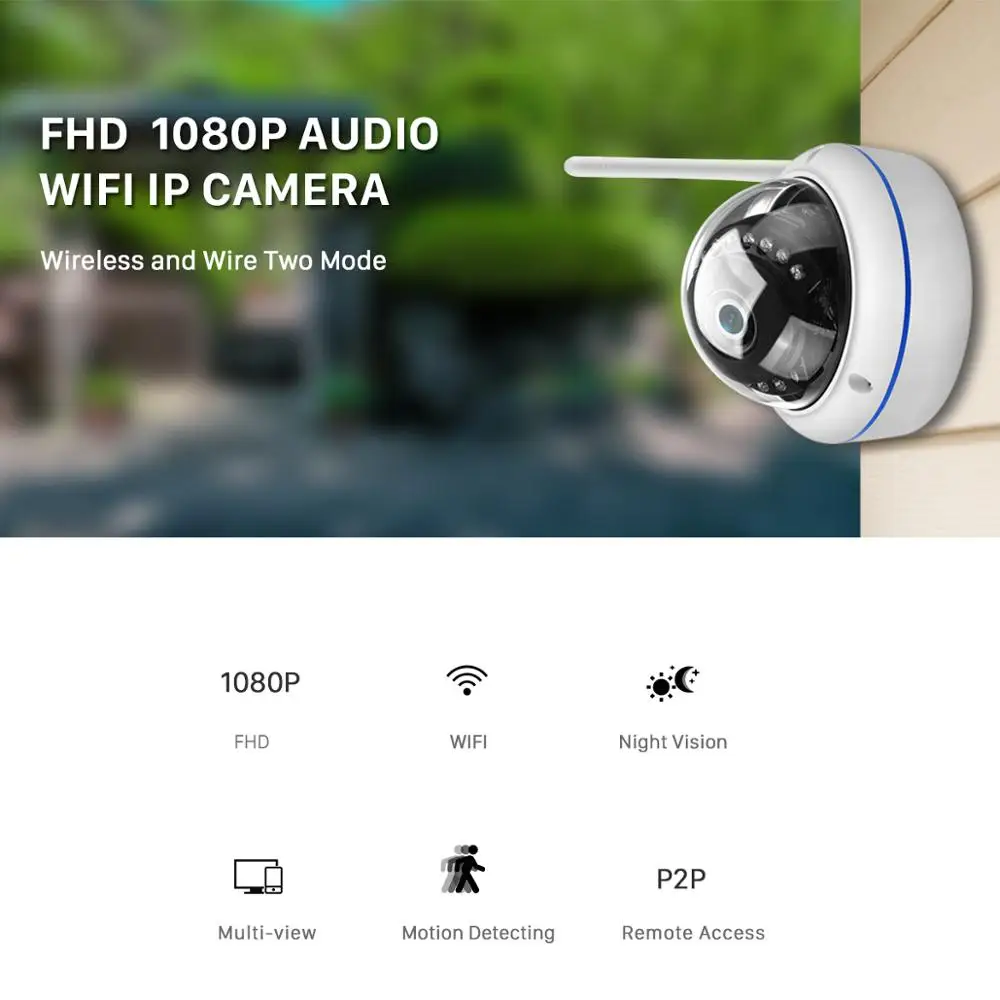 Besder Беспроводная 2MP аудио ip-камера FHD 1080P домашняя купольная WiFi камера антивандальная 64G TF карта уличная камера iCsee P2P