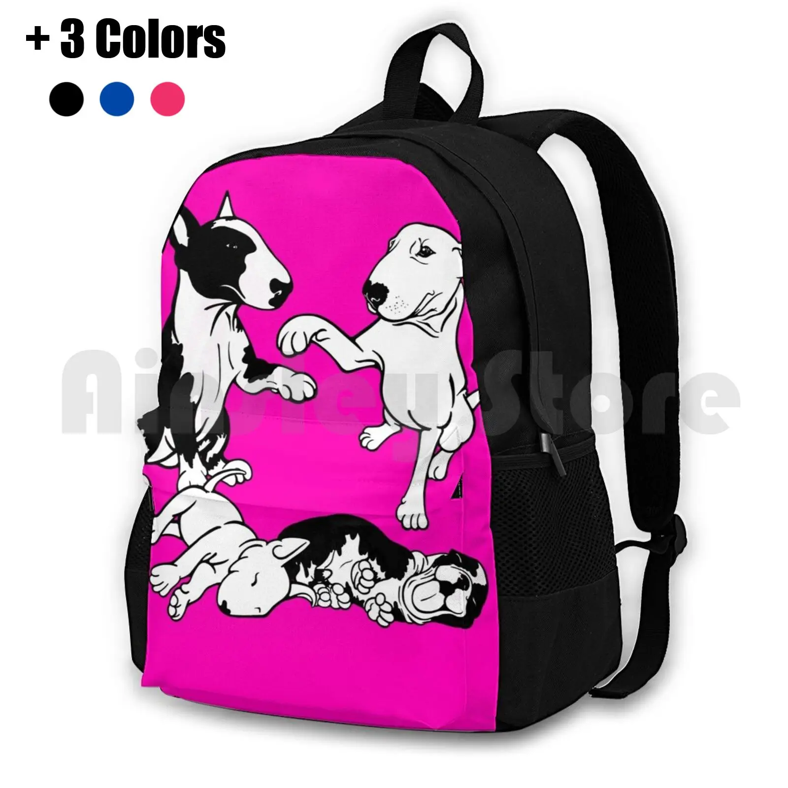 

English Bull Terrier Family Outdoor Hiking Backpack Waterproof Camping Travel English Bull Terrier Family Sookiesooker Designs
