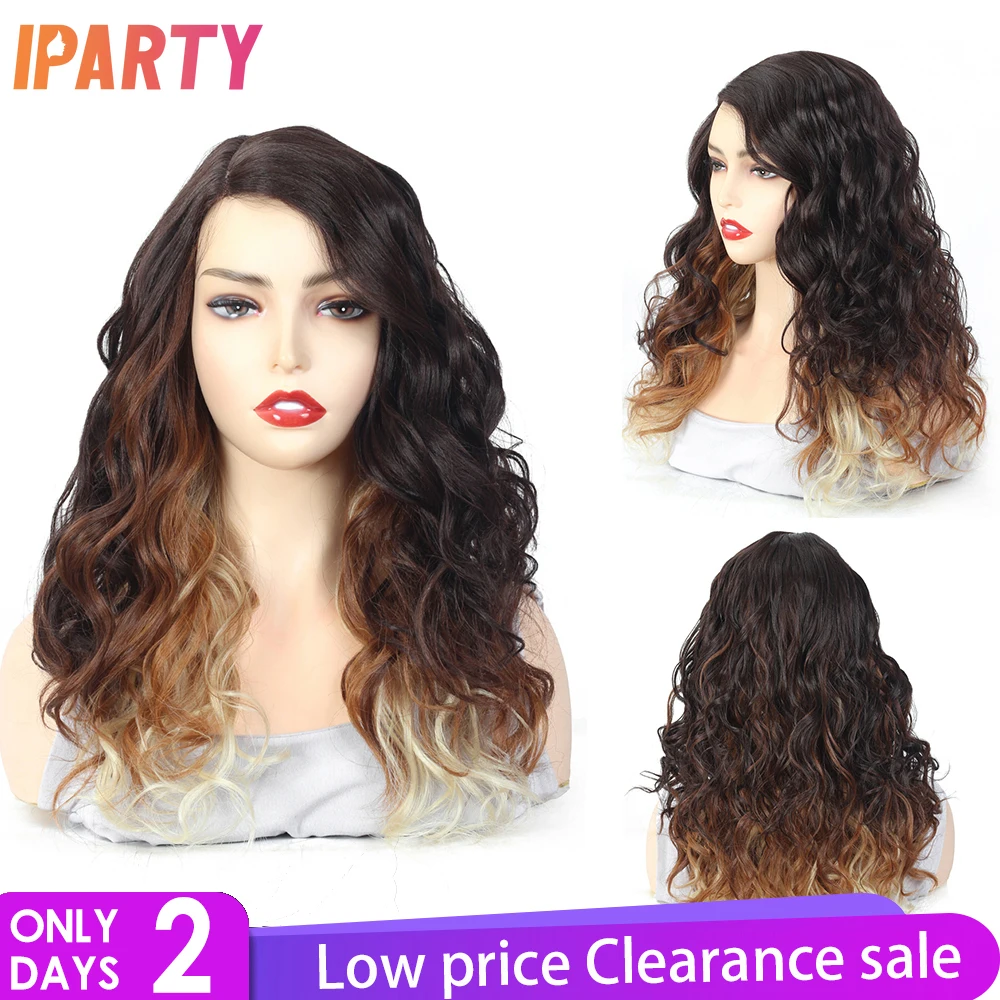 Кружевная часть синтетический парик для Для женщин боковая супер вьющиеся