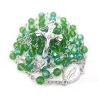 6 мм Хрустальный Розарий, ожерелье с бусинами, крест нашей леди, Христа, Иисус, ожерелье для женщин, Религиозная католическая молитва, ювелирные изделия в подарок