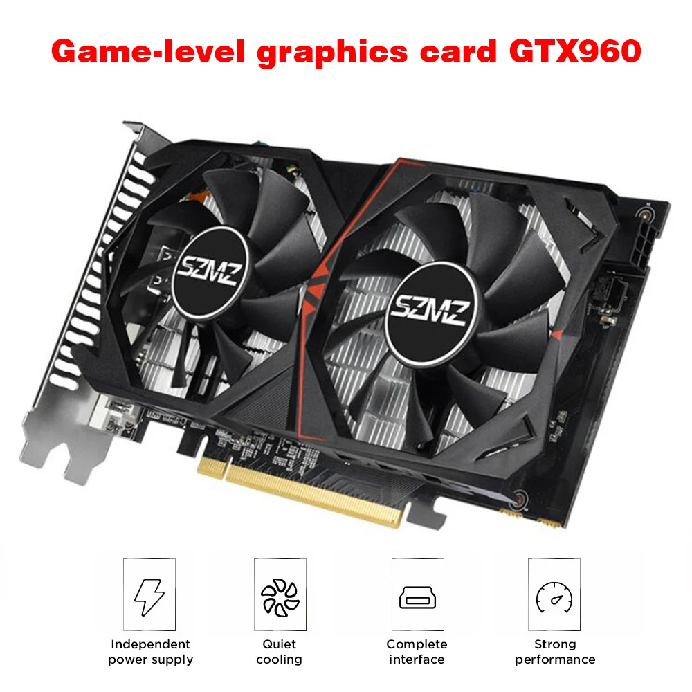 Gaming Video Card Original GTX 960 4GB 128Bit GDDR5 Graphics Cards for NVIDIA VGA Cards Geforce GTX960 HDMI-Compatible Dvi Game