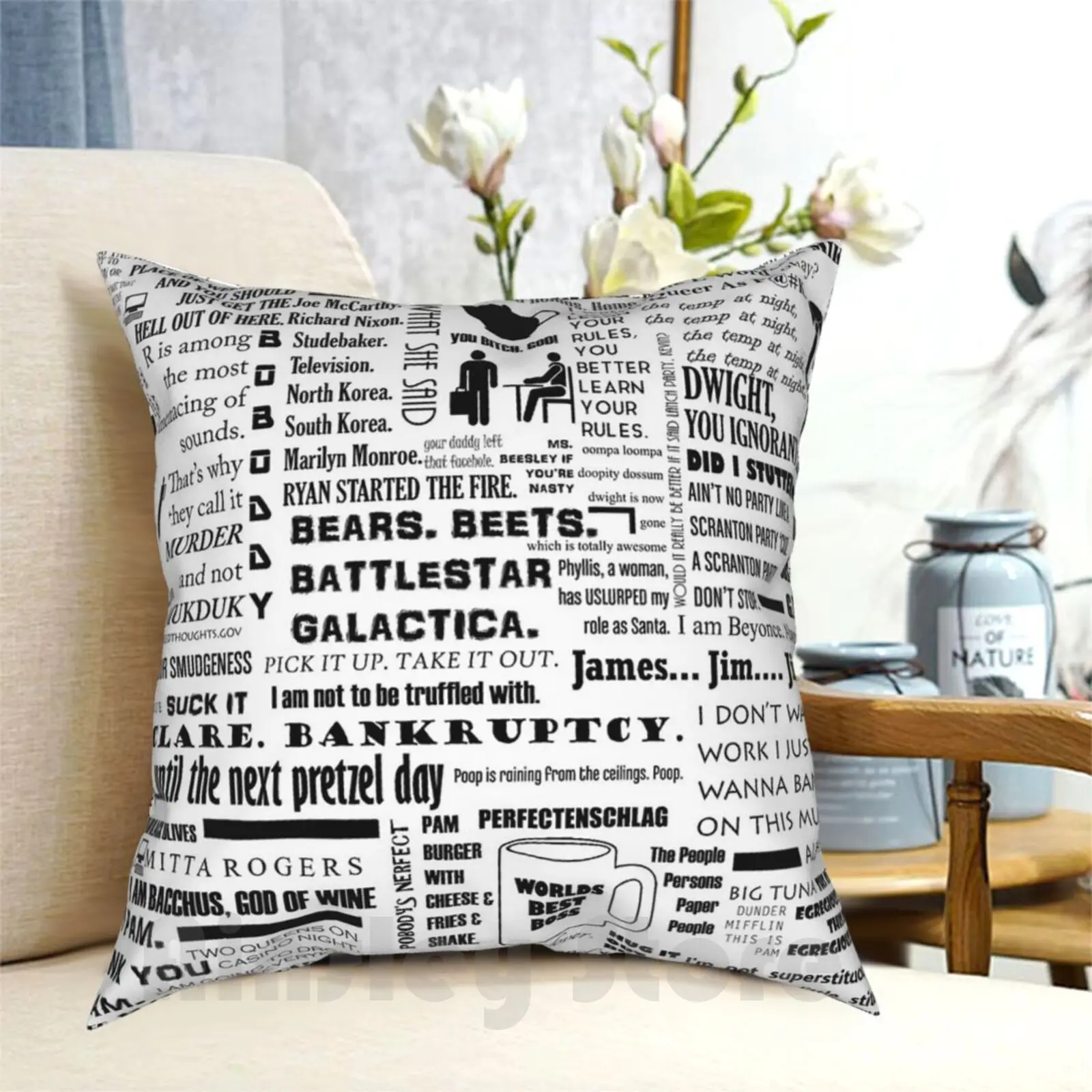 

The Office Quotes Graphic Pillow Case Printed Home Soft DIY Pillow cover The Office Michael Dwight Schrute Pam Beesly Jim