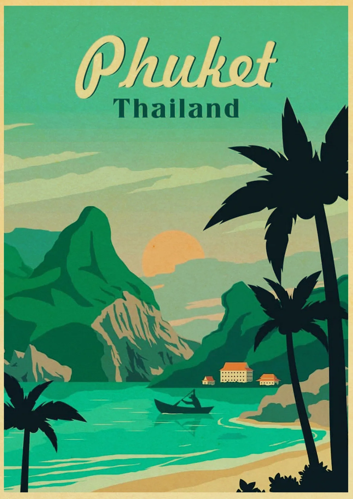 Hd Печать винтажная художественная живопись Нью-Йорк Лондон Италия TAHITI ретро-плакаты путешествия города картины с природным ландшафтом стены искусства картины