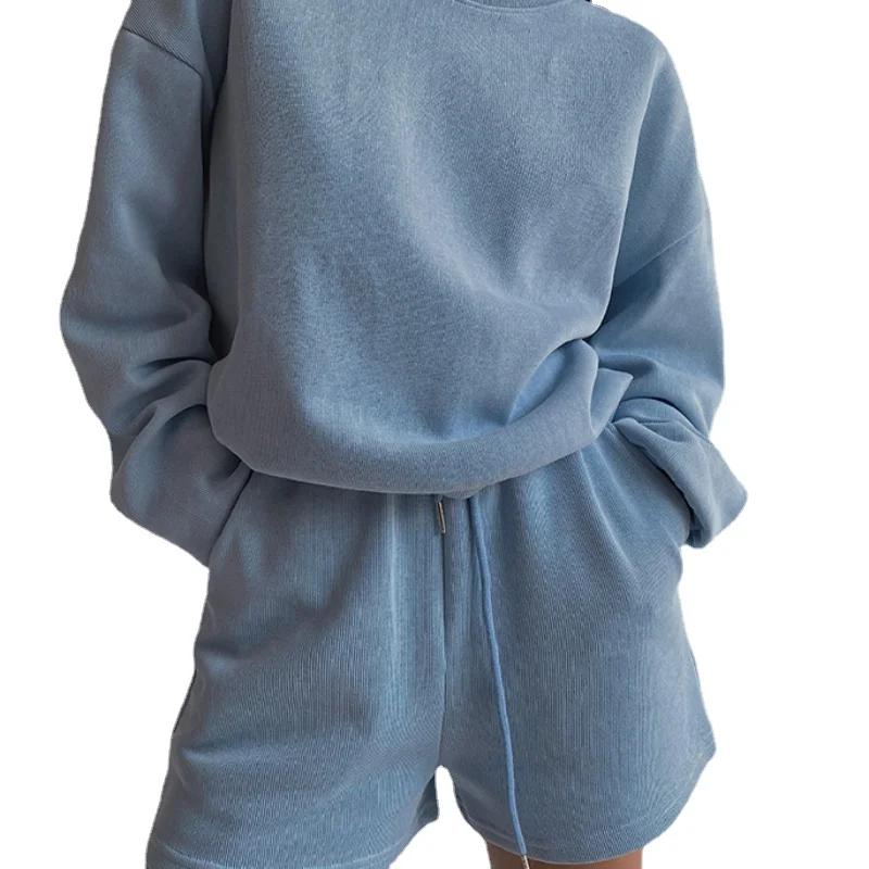 

2021 Tracksuits Women Two Pieces Set Hooded Oversized Sweatshirt Shorts Solid Color Hoodie Suits Spring Autumn Casual Outfits