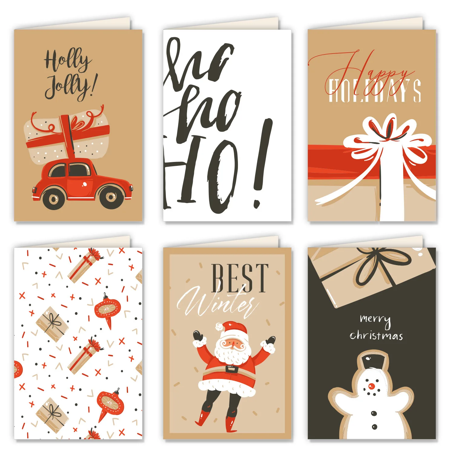 

Omilut 6pcs Christmas Gift Cards Holiday Christmas Greeting Cards Santa Claus Snowman Elk Note Cards Merry Christmas Supplies