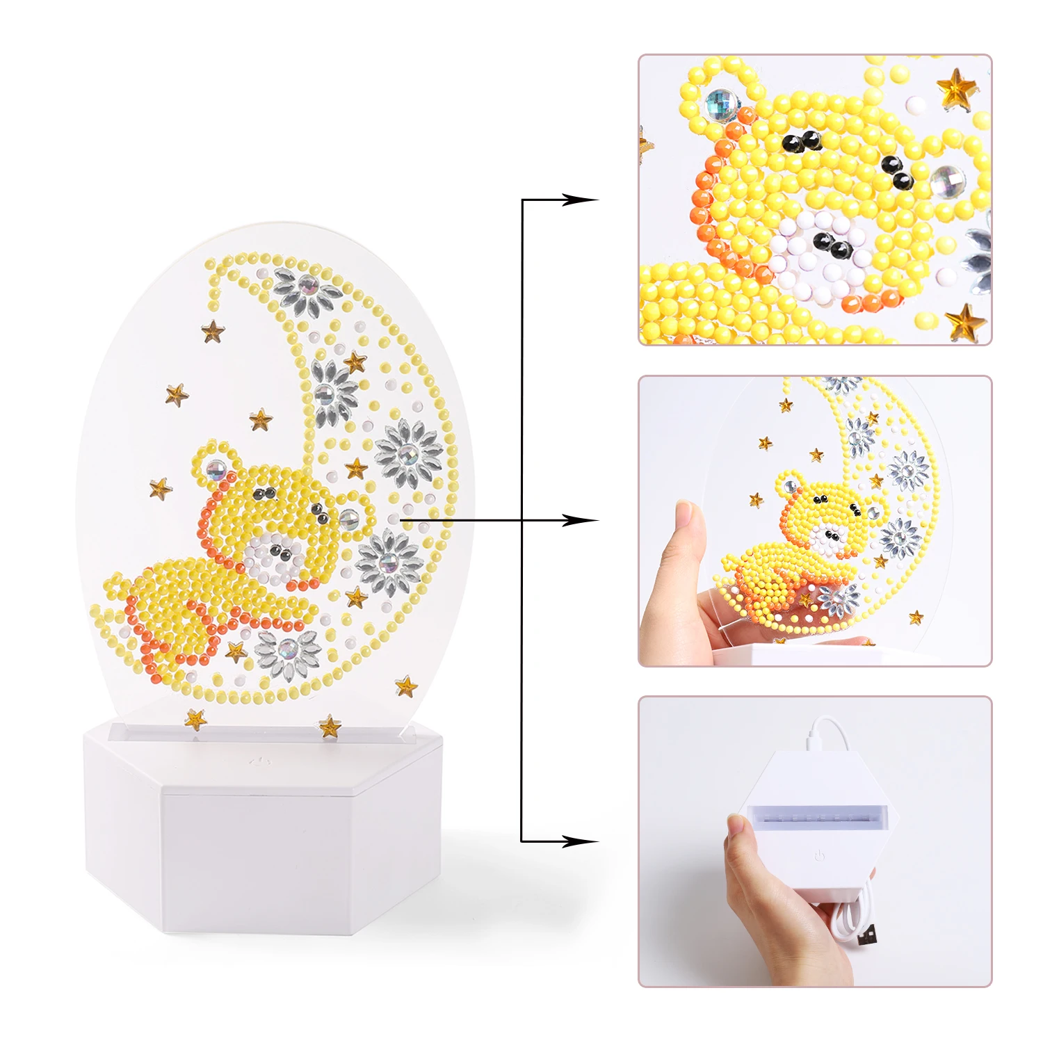 

ZOOYA DIY Diamond Painting Led Light Lamp Special Shaped Diamond Mosaic Little Bear Cross Stitch Lamp Embroidery Diamond Art