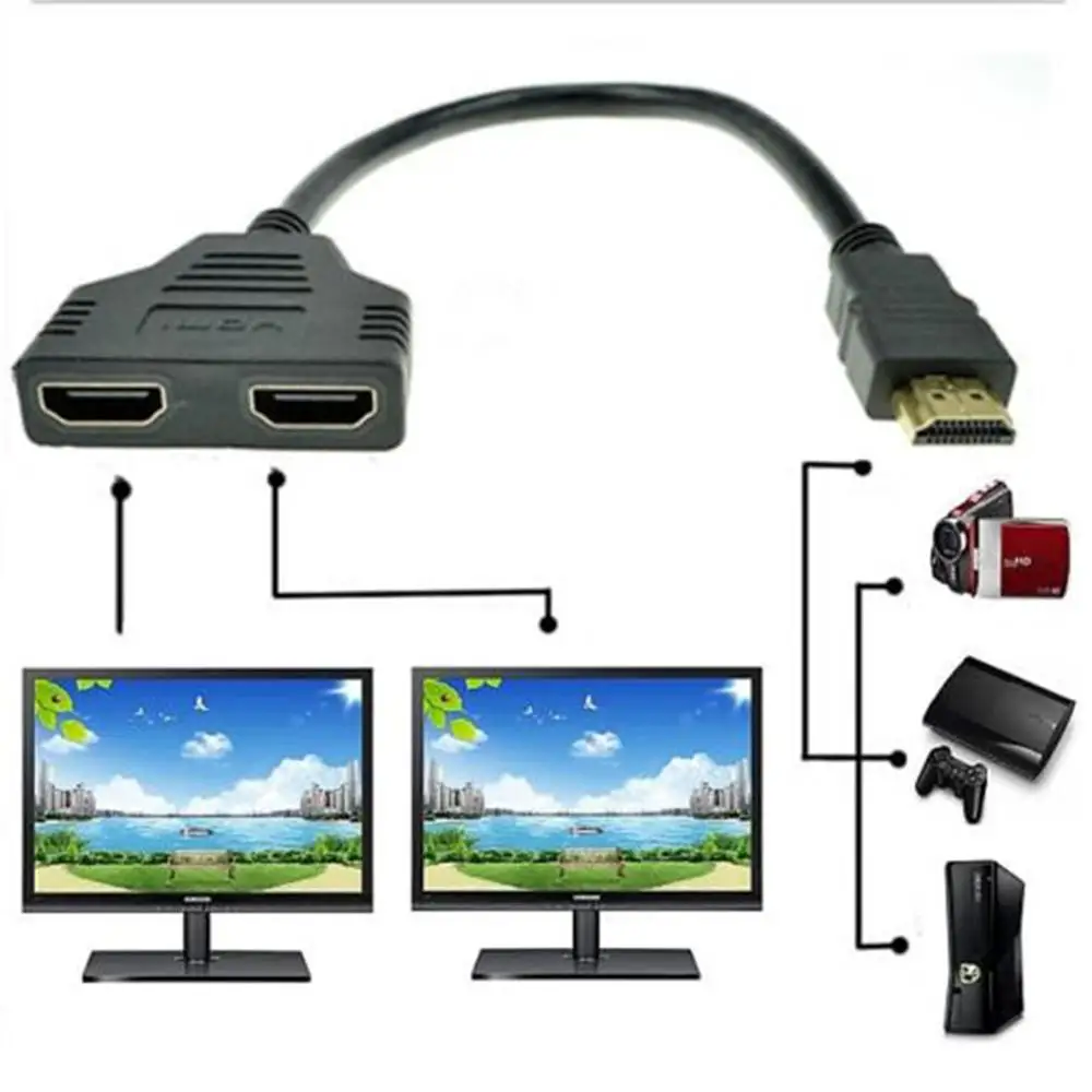 Новое поступление кабель разветвитель HDMI 1 штекер Двойной 2 гнездовой Y адаптер в