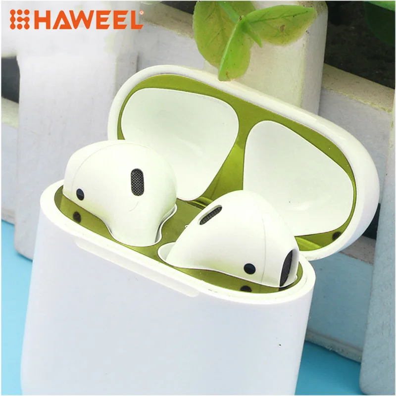 Металлическое покрытие защита от пыли Защитная Наклейка для Apple AirPods 2 Bluetooth