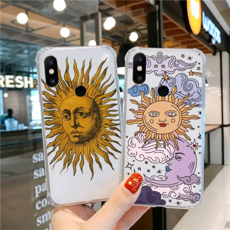 

Sun and Moon Face art pattern Phone Case Transparent for xiaomi Redmi note k 7 6 40 9 6 5 10 11 A T se pro lite ultra