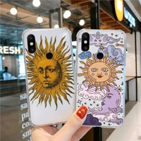 sun and moon face art pattern phone case transparent for xiaomi redmi note k 7 6 40 9 6 5 10 11 a t se pro lite ultra