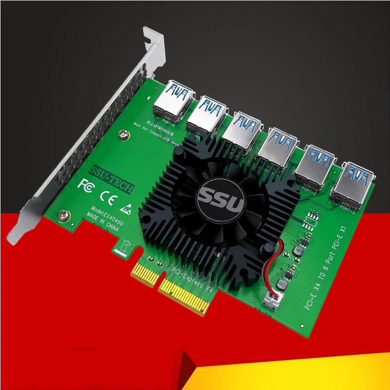 Переходник PCI Express X4 20 Гб от 1 до 6 карта расширения PCI-E адаптер PCIE слот 4X 16X USB 3 0