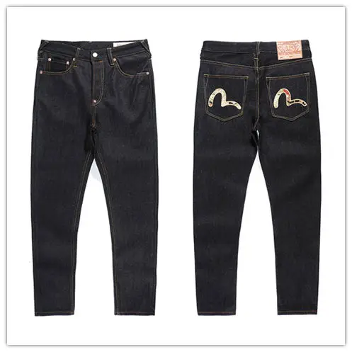 

Tide Brand Authentic Cotton Top Quality Fashion Men Pants Straight Breathable Golden Dragon Small M Men's Jeans