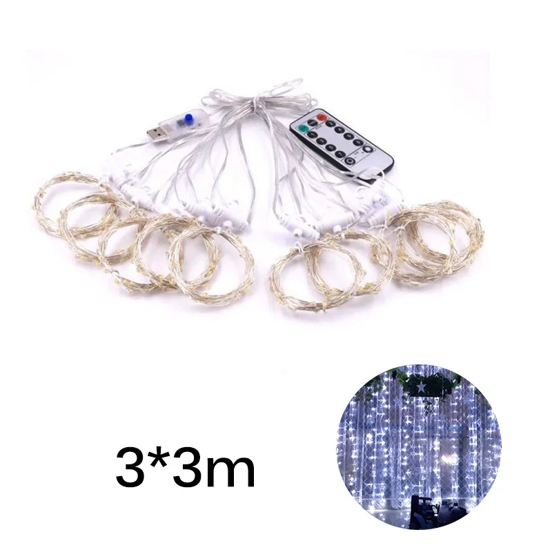 3m cold white Домашний открытый праздник Рождество декоративные Свадебные Рождественские гирлянды сказочные занавески гирлянды Полосы Вечерние огни 3x1/3x3m 100/300 светодиодный - Цвет: 3m cold white