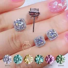 Женские серьги-гвоздики с муассанитом, из серебра 925 пробы, 18 К