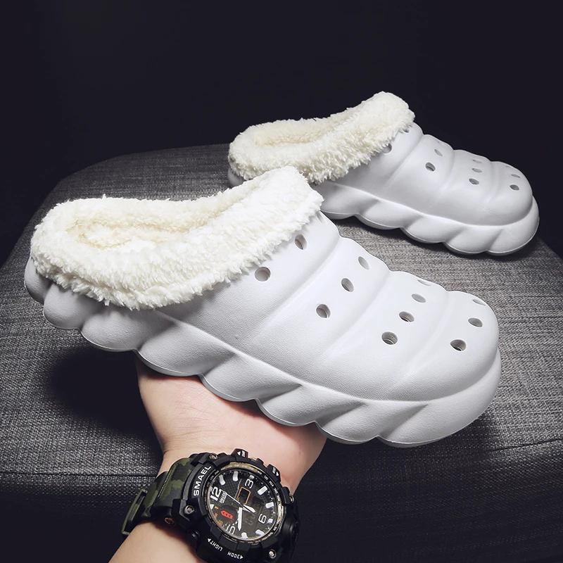 

Waterproof EVA Slippers Men Indoor Shoes Home Slippers Soft Bottom Footwear Non-Slip Winter Warm Plush Cotton Men Slippers