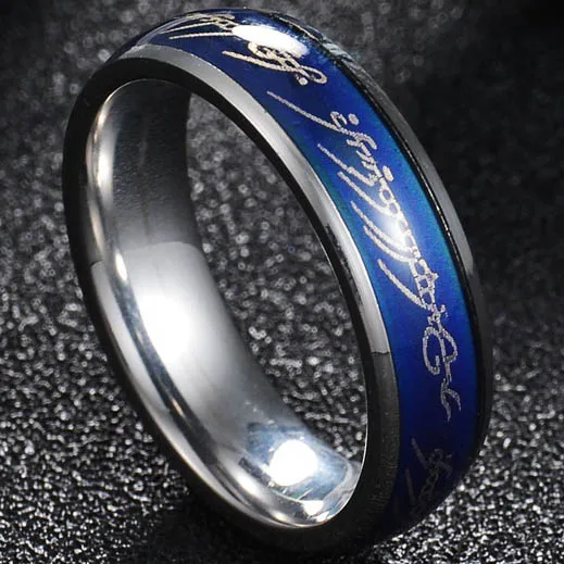 6MM MoodRing Ювелирные изделия MeMolissa, Ретро стиль, нержавеющая сталь, татуировка дракона, мужское кольцо для мужчин, серебро, черный цвет, широкие кольца в стиле панк - Цвет основного камня: 6MM MoodRing