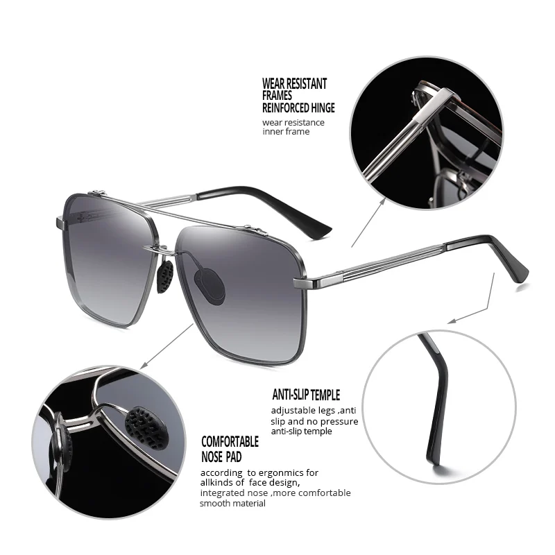 Мужские солнцезащитные очки COASION брендовые поляризационные с градиентными