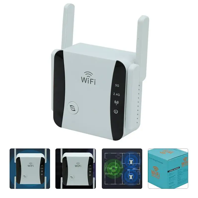 

1 Set 1200M Dual-band 5G WIFI Extender Home Wireless Signal Repeater (US Plug)