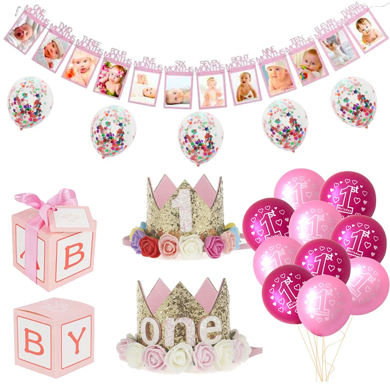 WEIGAO первый день рождения Девушка Вечерние фото плакат фотоальбом гирлянды один