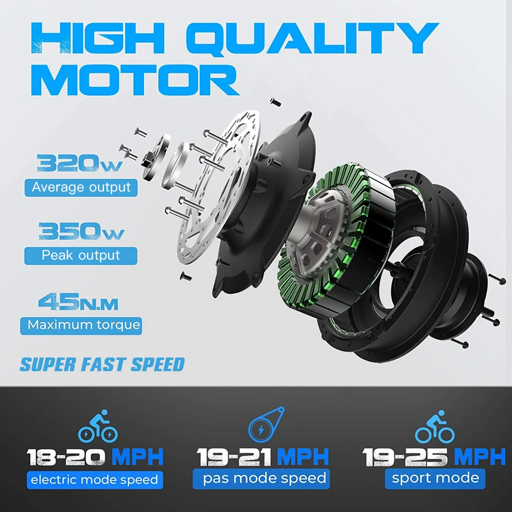 Электрический мопед 26-дюймовый 350 Вт ЖК-дисплей батарея Ач для путешествий | Спорт