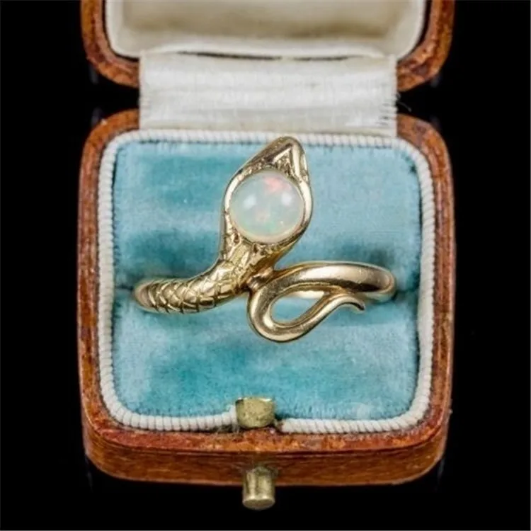 Женское кольцо с опалом POFUNUO фианитом вечерние ювелирные изделия подарок|Кольца|