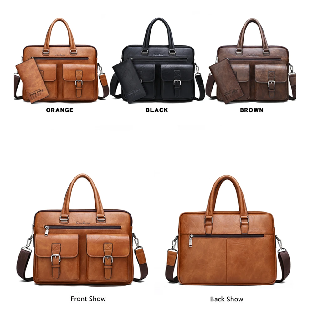 celinv koilm men business bag for 133 inch laptop briefcase bags set handbags high quality leather office bags totes male free global shipping