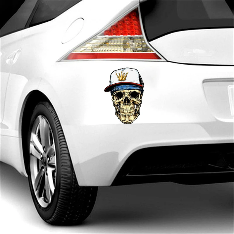 

Funny Hat Skull Head Car Sticker Windshield Bumper Motorcycle Helmet Decal High Quality KK Vinyl Cover Scratches Waterproof PVC