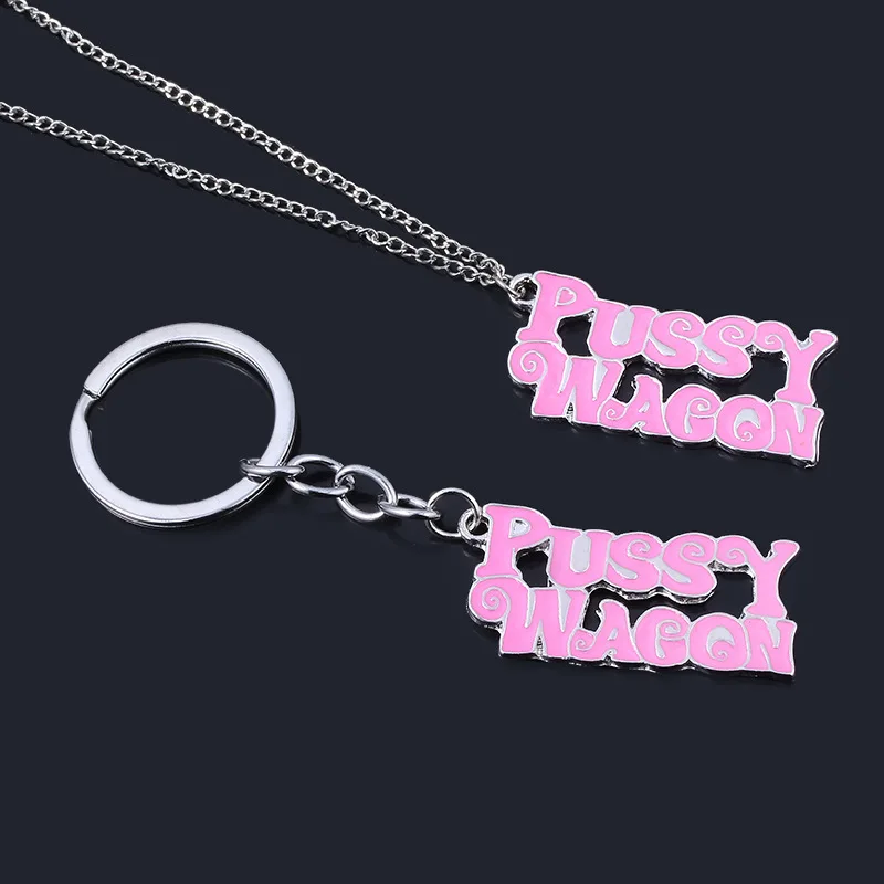 

Movie Kill Bill Vol.1 Pink Color Key Chains Necklaces Men Women Letter Pendant Metal Chain Keychain Necklace Jewelry Accessories