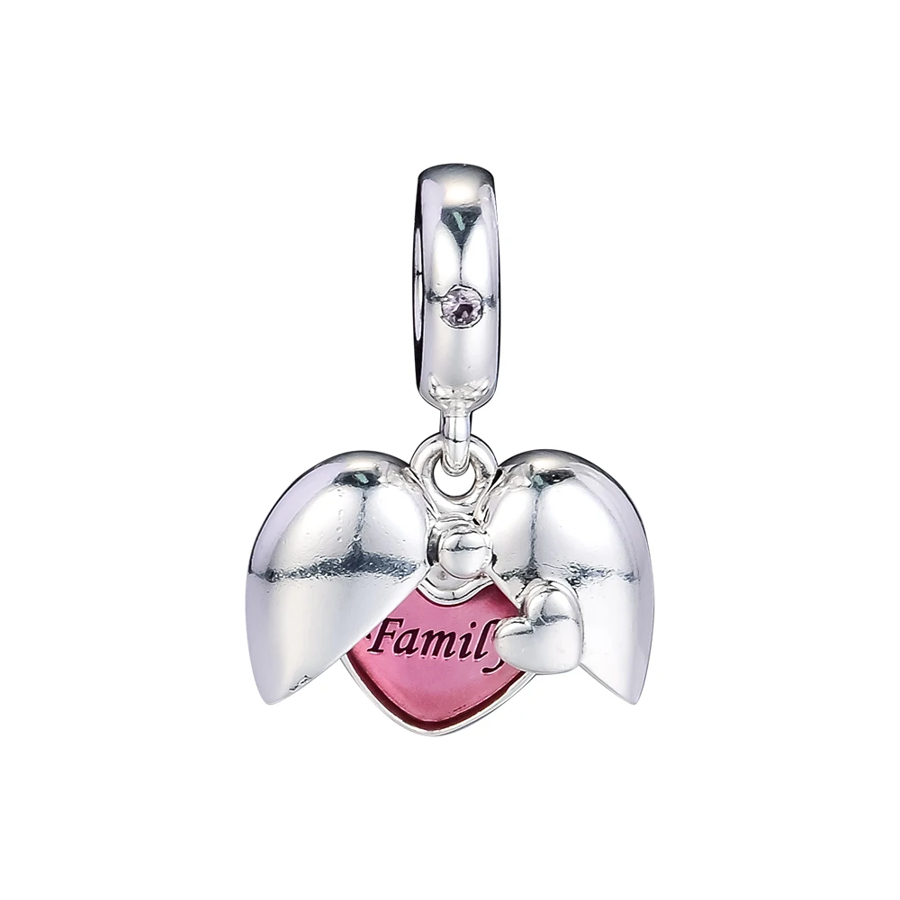 Vintage Beads Family Heart Hanging Charms silver 925 original Fits European Woman Bracelets DIY For Jewelry Making | Украшения и