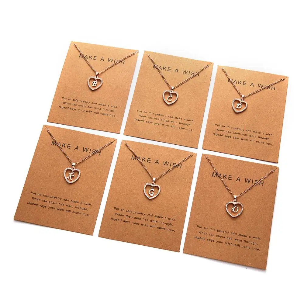 26 букв модное ожерелье Кулон Циркон выдалбливают сердце | Украшения и аксессуары
