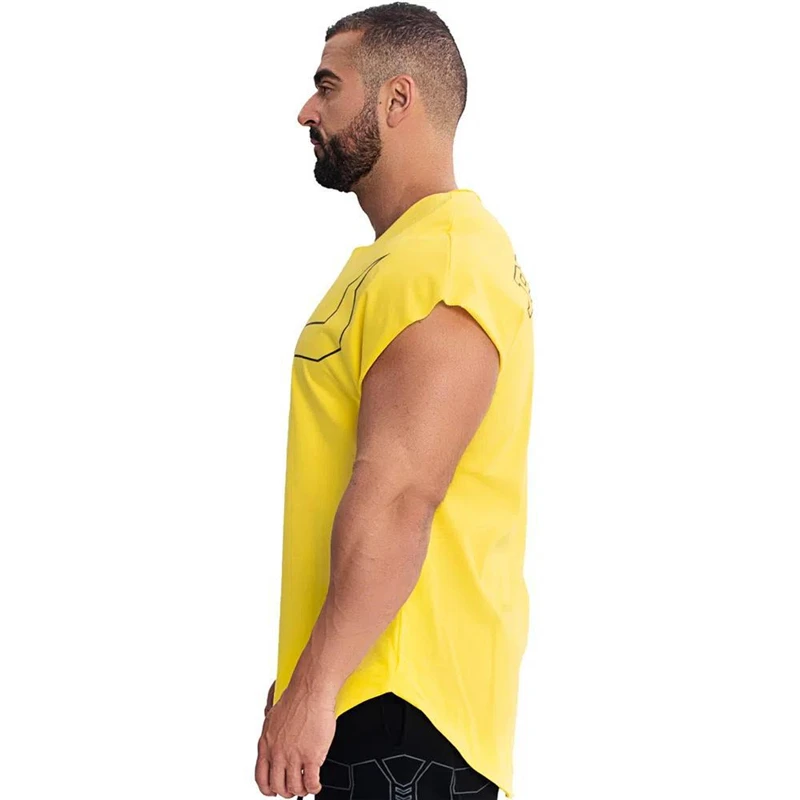 

Men t-shirt Gyms Fitness Bodybuilding Skinny T-shirt Summer Casual Fashion shirt Print Male Cotton Tee Tops Man Streetwear