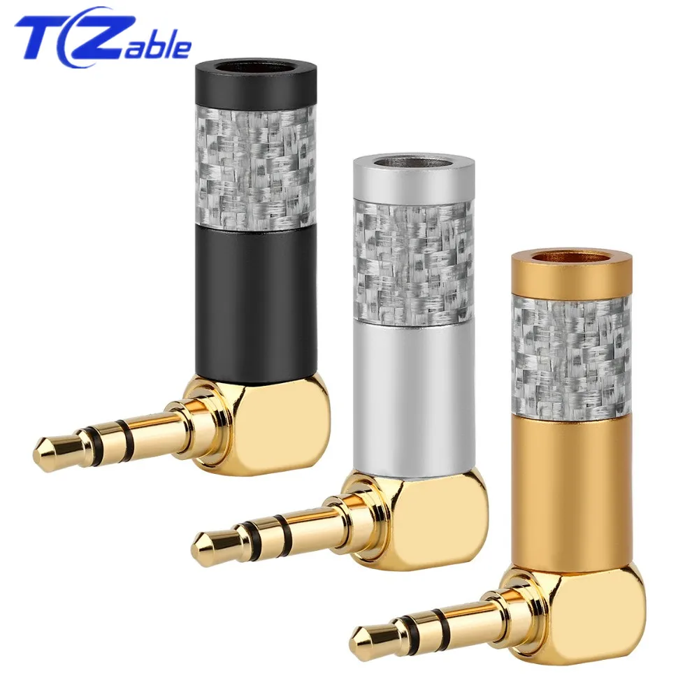 

3PCS 3.5mm Jack 90 Degree Stereo Headphones Audio Adapter 3.5mm Hifi Plug 3/4 Pole Earphone Plug Carbon Fiber Repair Plug