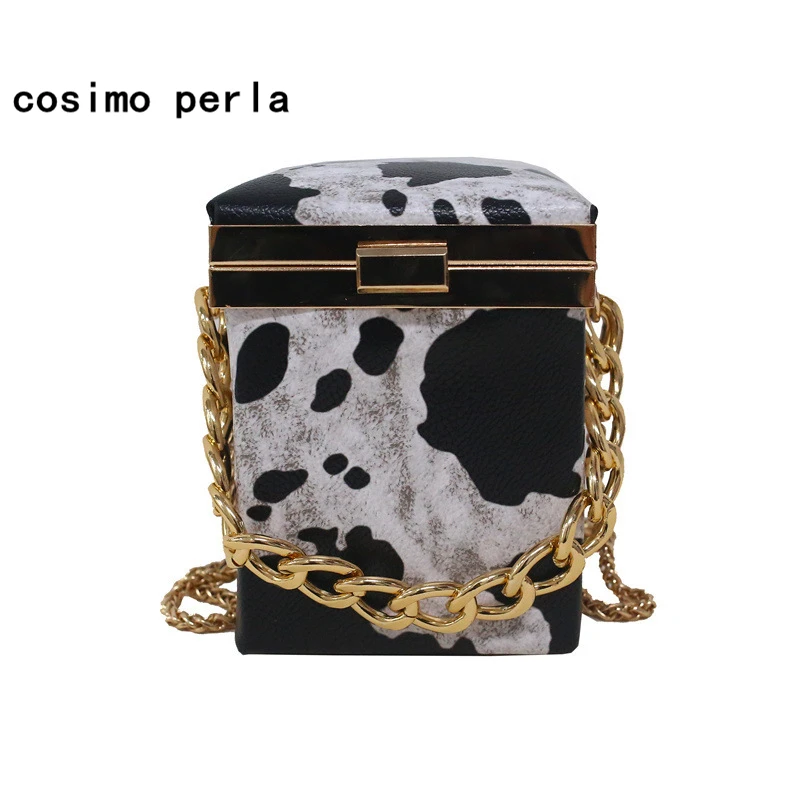 

Серая мини-сумка с принтом зебры и леопардовым принтом, женская сумка из коровьей кожи, модная квадратная сумка через плечо в форме коробки ...