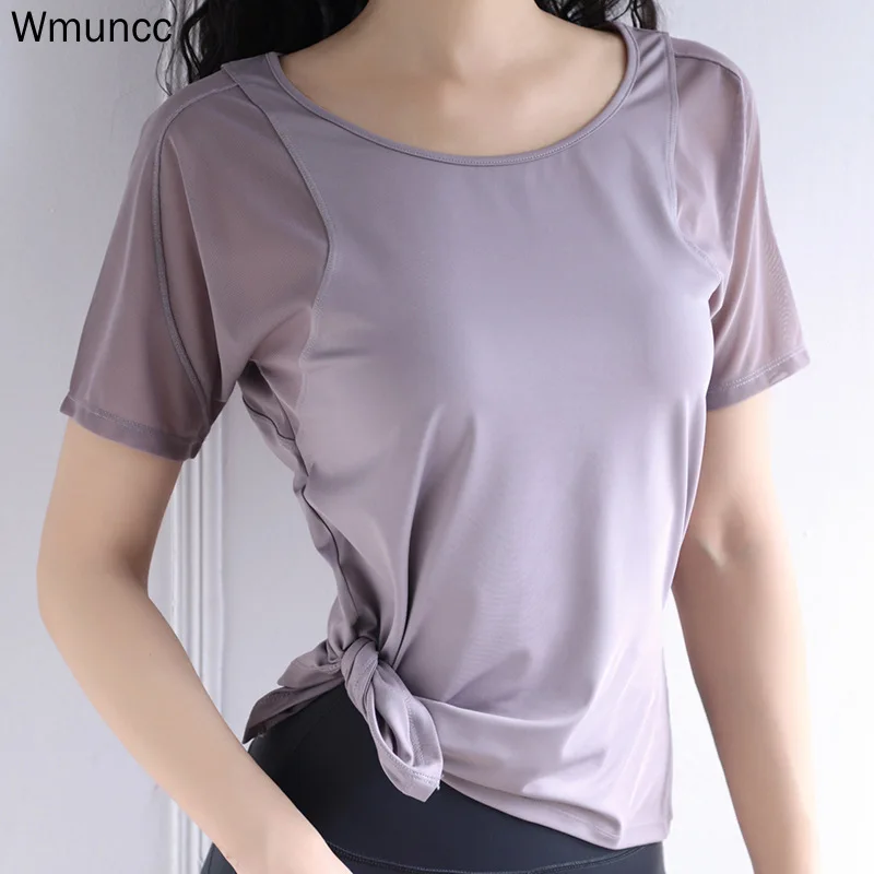 Женский топ для йоги Быстросохнущий сетчатый спортивный с коротким рукавом