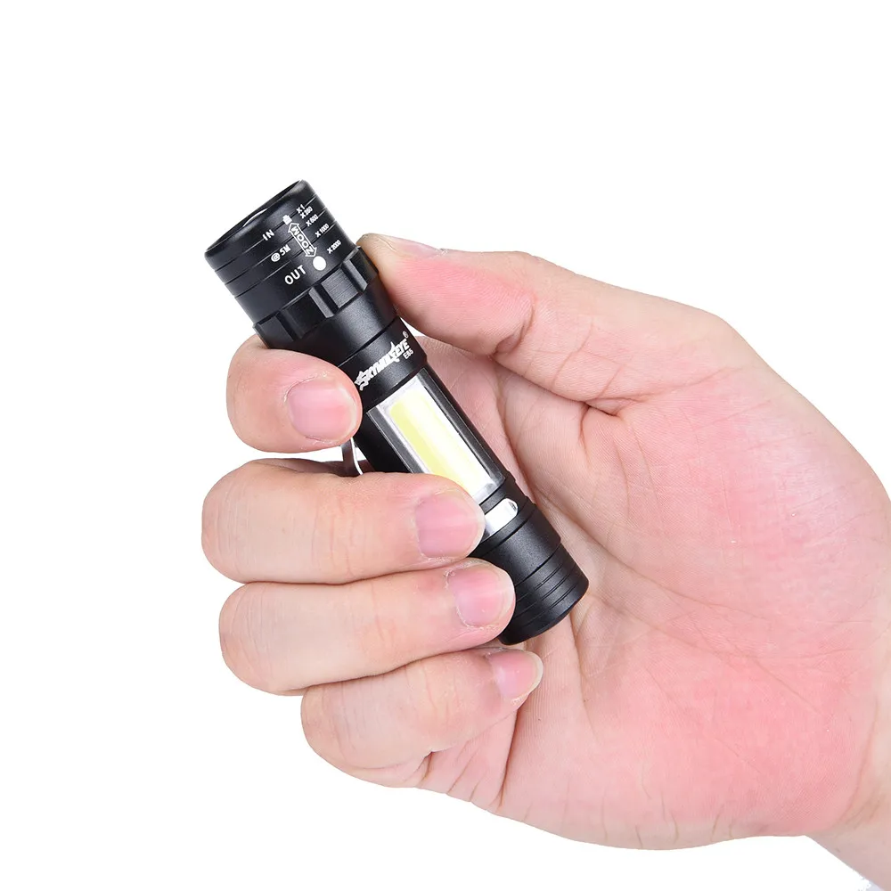 

Zoomable Xpe Q5 + Cob Led Mini Flashlight Lamp 14500/aa 4 Modes Pocket Torch Lantern Penlight Waterproof For Outdoor Tools