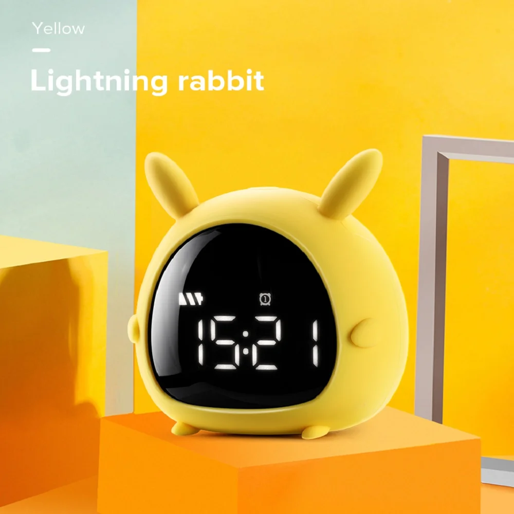 

Kids alarm clock for Bedroom LED Digital Alarm Clocks with USB Cable Rechargeable Night light Cute for Children Smart Desk Clock