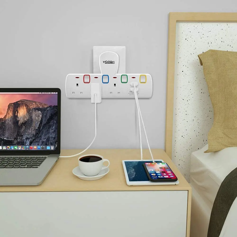 Штепсельная Вилка Великобритания 3 способа с USB Mscien настенная розетка расширение
