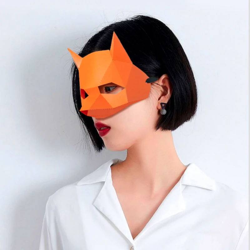 

3D половинная Бумажная модель, лиса, костюм животного, косплей, сделай сам, бумажная фотобумага, Рождество, Хэллоуин, подарок на выпускной веч...