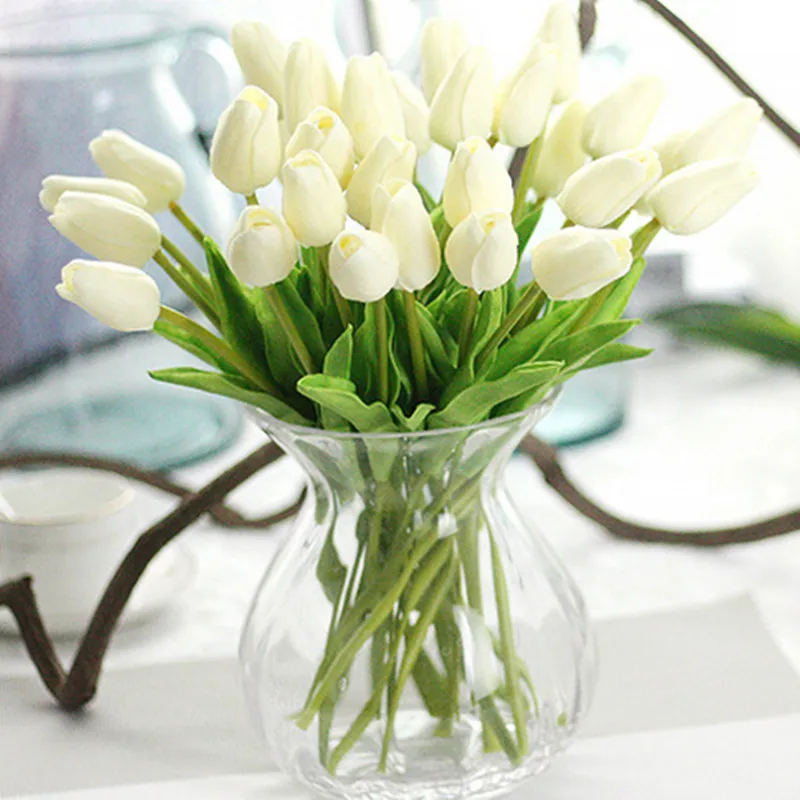 

31Pcs Tulips Artificial Flowers PU Real Touch Artificial Bouquet Fake Flowers for Wedding Decoration Home Garen Decoration