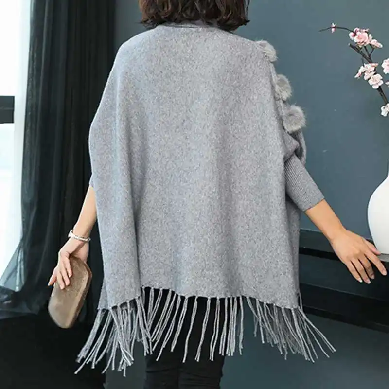 CHICEVER Autumn Winter Sweater For Women Turtleneck Batwing Sleeve Loose Tassel Pullovers Tops Female Fashion Casual Clothes New | Женская