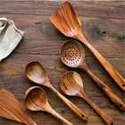 Набор деревянных кухонных принадлежностей, ложка, дуршлаг для риса, половник-дуршлаг лопатка черпак, термостойкая Антипригарная посуда