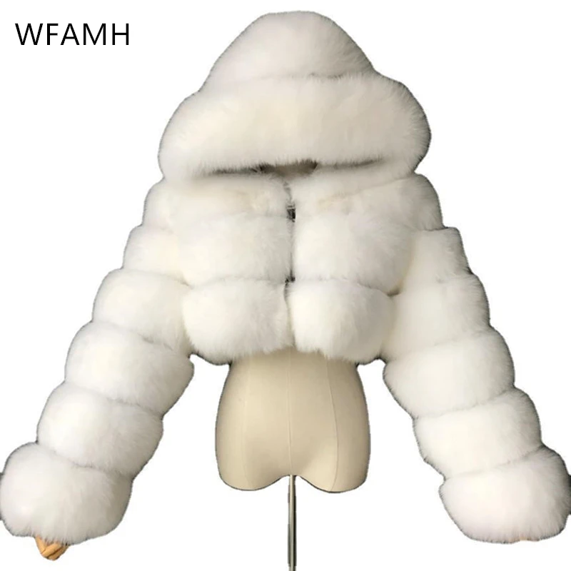 2023 New Winter Fashion Short Hooded Slim Long-sleeved Faux Fur Coat Jacket To Keep Warm Women Full With Fur Trim Hood Zipper