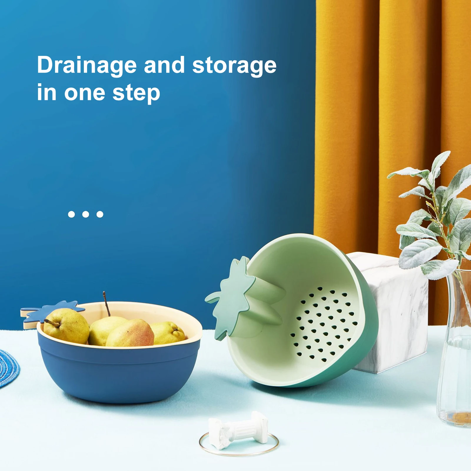 1pc Double-Layer Strawberry-Shaped Drain Basket Fruit Vegetable Washing Storage Rack Kitchen Cleaning Tools Living Room Supplies | Дом и сад