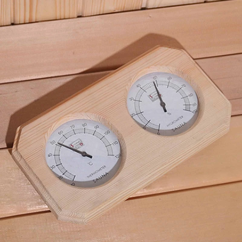 

Часы для сауны деревянные термометр и гигрометр, двойной часы для сауны деревянные Hygrothermograph, аксессуар для сауны, большого размера